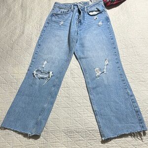 Women's Light Blue Distressed Jeans